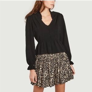 ba&sh Seoul Cotton Silk Blend Knit Pullover Size L Black